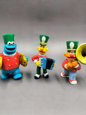 Vintage Applause Sesame Street Marching Band PVC Figure Lot - Bert, Ernie,Cookie